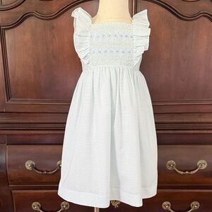 Edgehill Collection Smocked Dress 3T Light Blue Stripe Flutter Sleeve